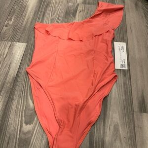One-Shoulder Coral Swimsuit
